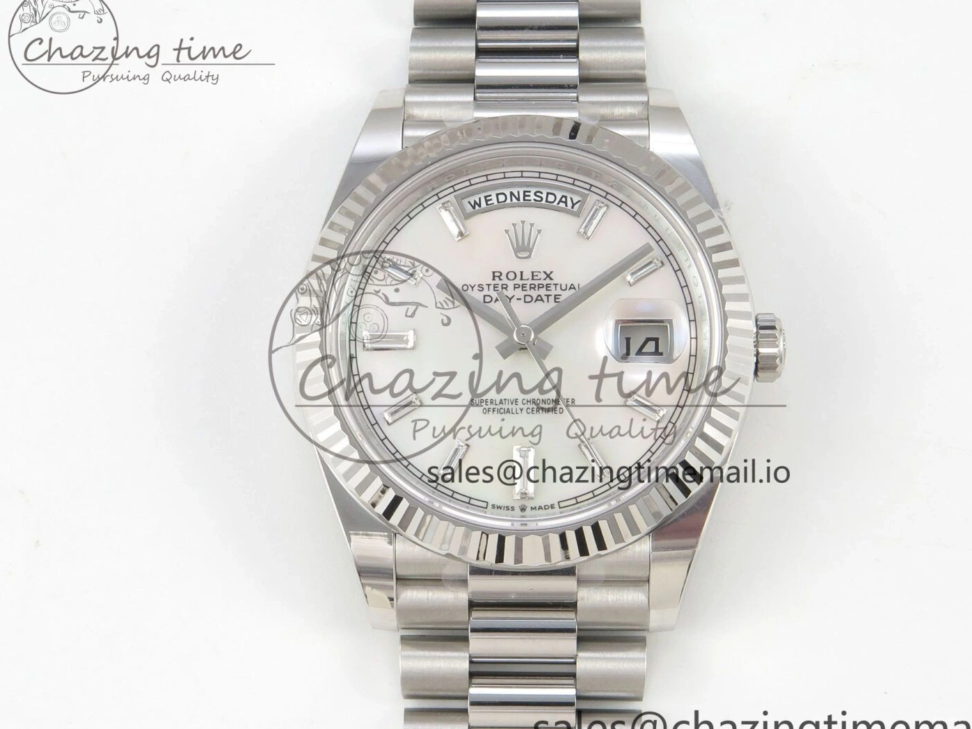 THBF President V3 Weight) Date (Gain SS Best 40 Edition MOP Day Bracelet Crystal Dial White on 1:1 VR3255 228236 0303
